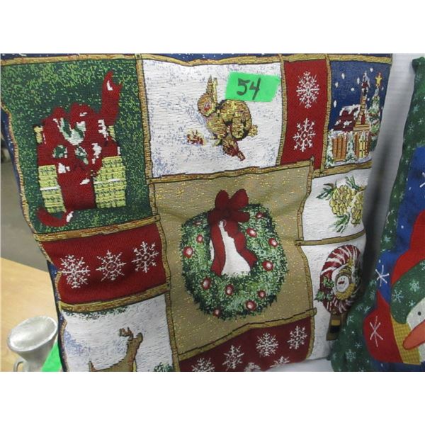 ESTATE:  STUFFED SNOWMAN & 2 CUSHIONS