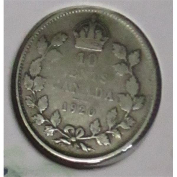 1920 CANADA KING GEORGE V SILVER DIME