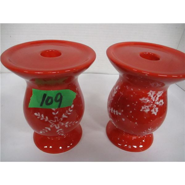 ESTATE:  2 CANDLE HOLDERS (APPROX. 6.5" X 4")