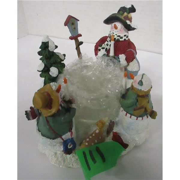 ESTATE:  CIRCLE OF SNOWMEN FAMILY CANDLE HOLDER