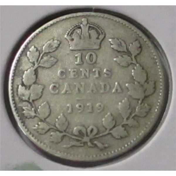 1919 CANADA KING GEORGE V SILVER DIME