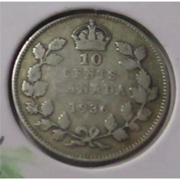 1936 CANADA KING GEORGE V SILVER DIME