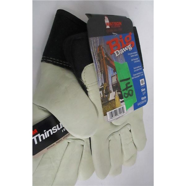 NEW:  BIG DAWG THISULATE LEATHER GLOVES (SIZE SMALL)