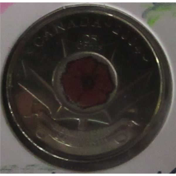 2004 CANADA REMEMBRANCE RED POPPY QUARTER
