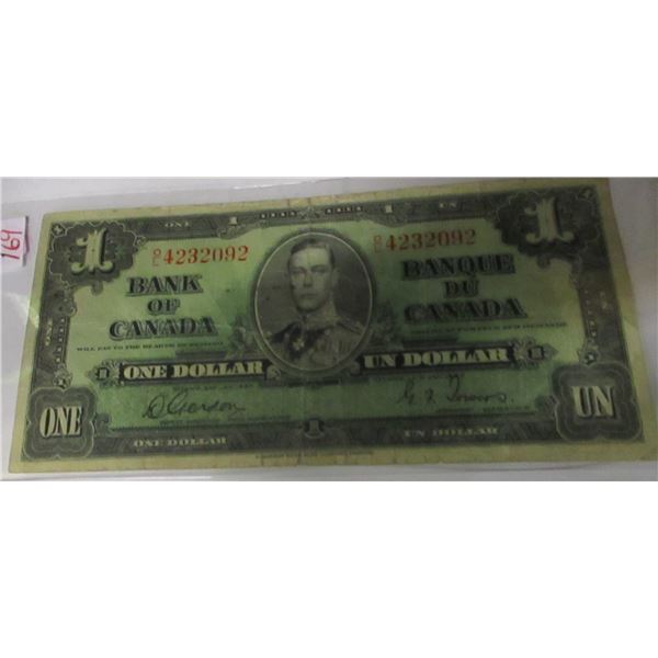 1937 BANK OF CANADA LEGAL TENDER $1 BILL