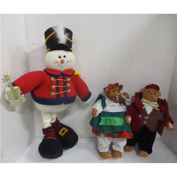ESTATE:  2 MUSICAL BEARS & 1 SNOWMAN