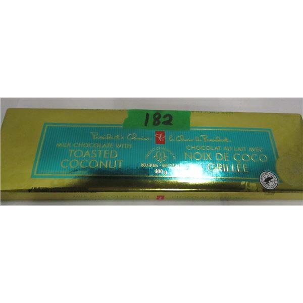 SHELF PULLS (AS IS):  PC MILK CHOCOLATE WITH TOASTED COCONUT BELGIUM MADE (300G)