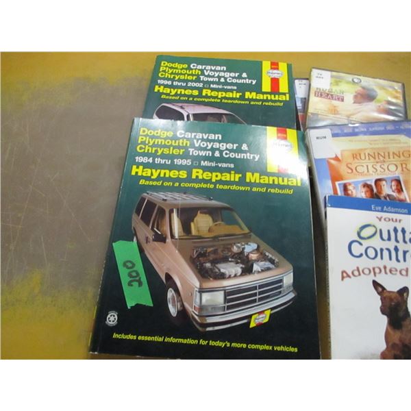 BOX C/W DVD'S, CARAVAN REPAIR MANUALS, ETC