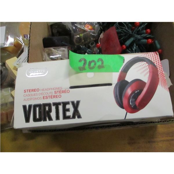 BOX C/W HEADPHONES, ETC