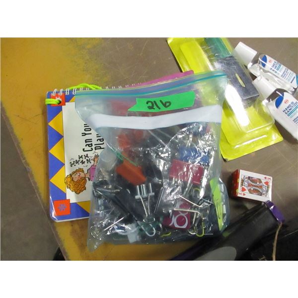 BOX C/W OFFICE SUPPLIES, HARDWARE, ETC