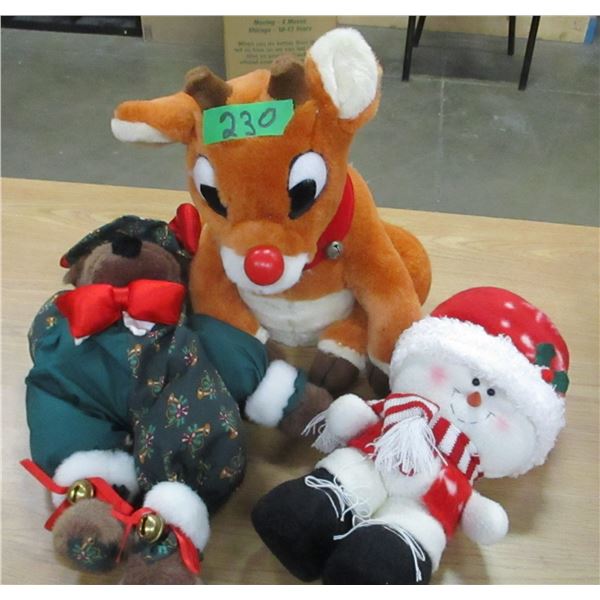 ESTATE:  REINDEER, BEAR, SNOWMAN STUFFED TOYS