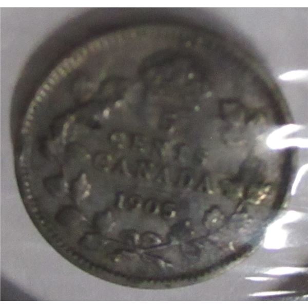 1905 CANADA KING EDWARD VII SILVER FIVE CENT