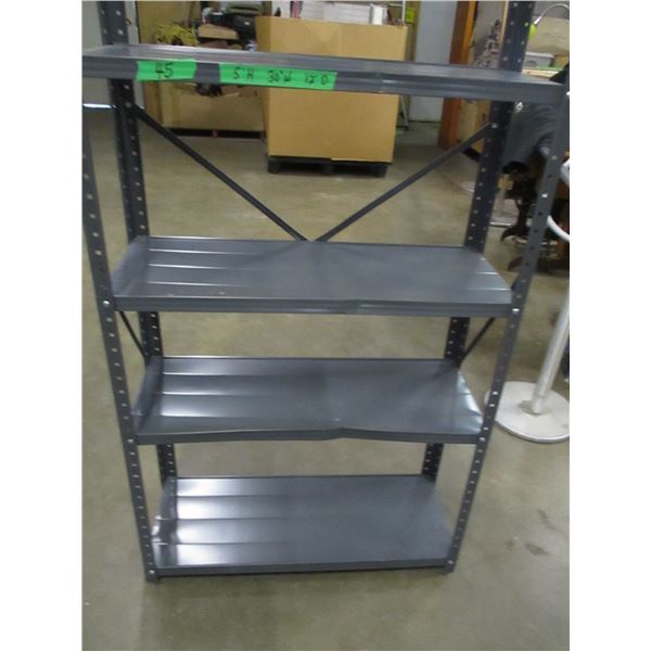 5' GREY SHELVING UNIT (APPROX. 60" H X 30" W X 12" L)