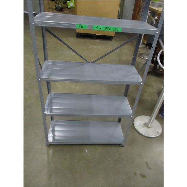 5' GREY SHELVING UNIT (APPROX. 60" H X 30" W X 12" L)