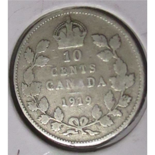 1919 CANADA KING GEORGE V SILVER DIME