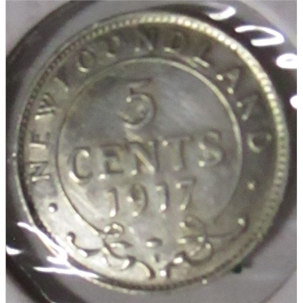 1917C NEWFOUNDLAND SILVER FIVE CENT