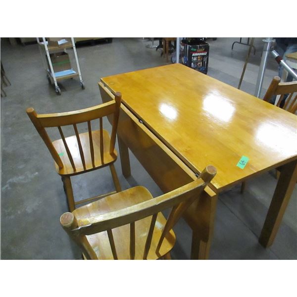 COLLECTABLE:  DROP LEAF TABLE C/W 3 CHAIRS