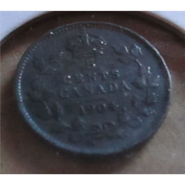 1904 CANADA KING EDWARD VII SILVER FIVE CENT