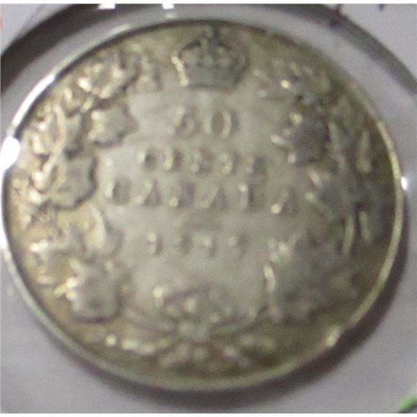 1917 CANADA KING GEORGE V SILVER HALF DOLLAR