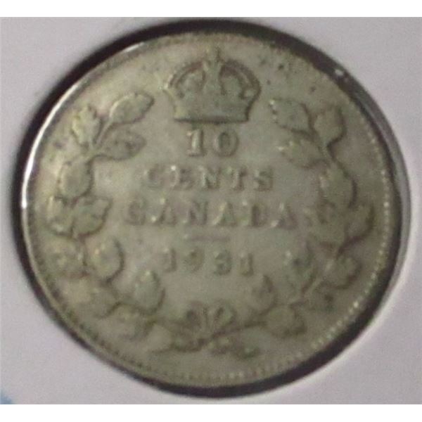 1931 KING GEORGE V CANADA SILVER DIME