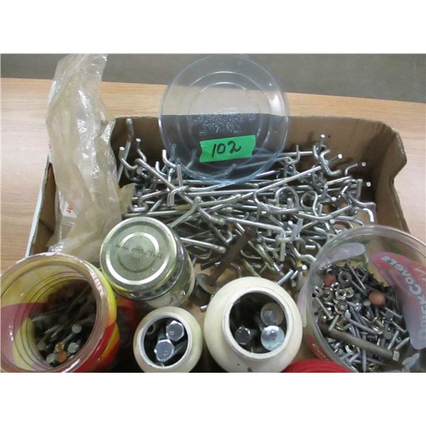 TRAY C/W PEG HOOKS AND VARIOUS HARDWARE