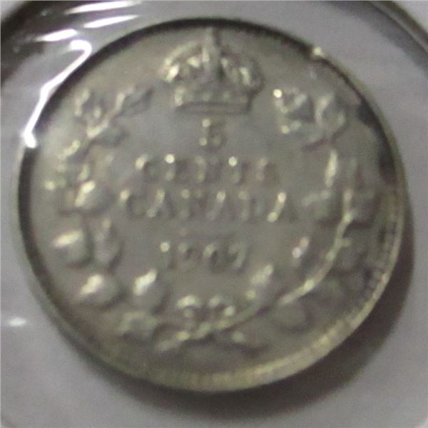 1907 CANADA KING EDWARD VII SILVER FIVE CENT