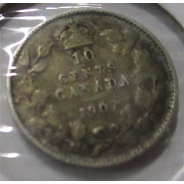 1907 CANADA KING EDWARD VII SILVER DIME