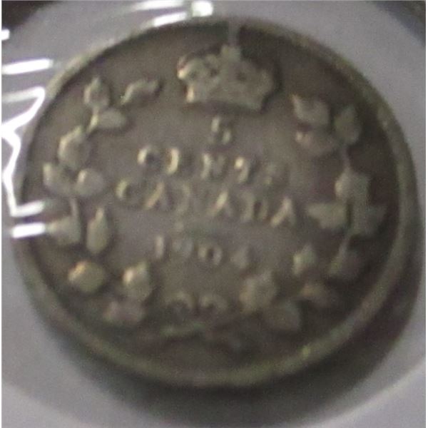 1904 CANADA KING EDWARD VII SILVER FIVE CENT