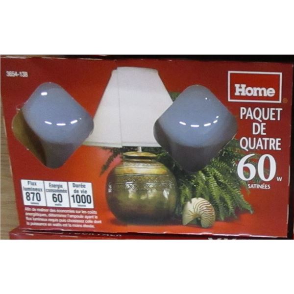 NEW:  60 WATT LIGHT BULBS (4) - PACKAGE