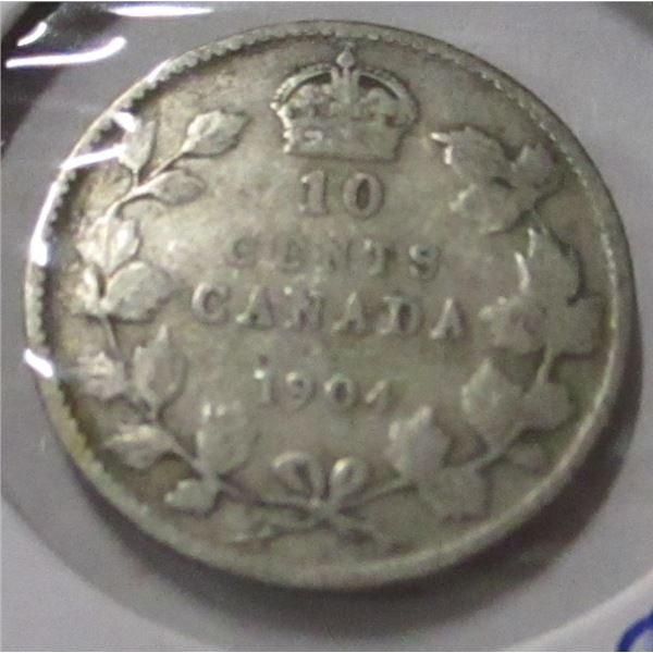 1904 CANADA KING EDWARD VII SILVER DIME