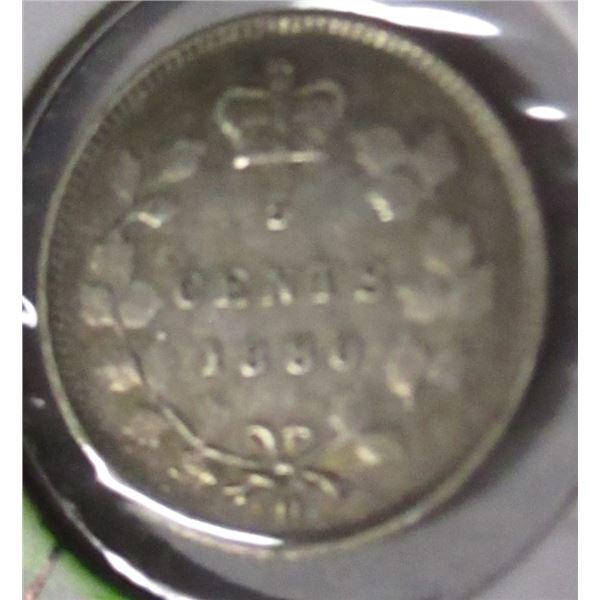 1880H VICTORIAN SILVER FIVE CENT
