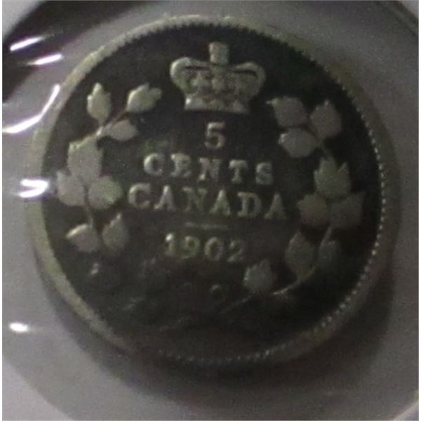 1902 CANADA KING EDWARD VII SILVER FIVE CENT