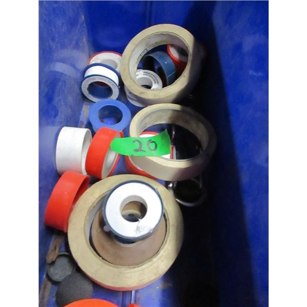 BIN C/W TAPE, HAND SAW, ASSORTED TAPE, ETC