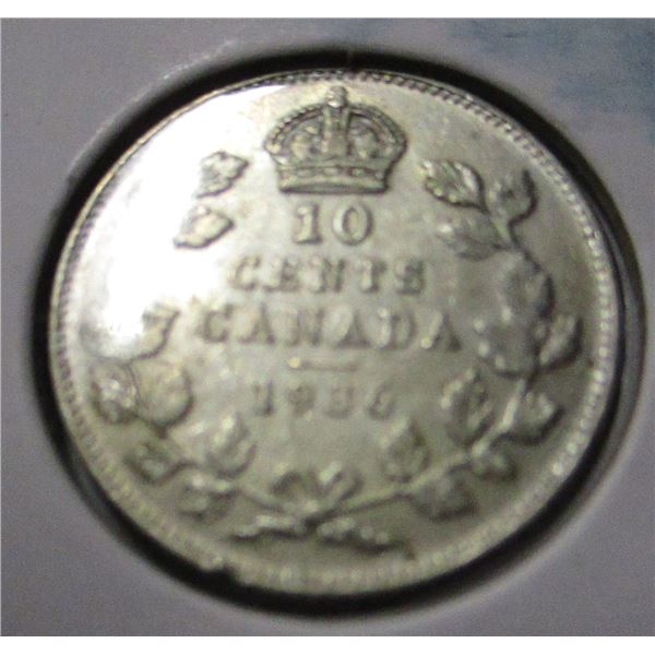 1936 VF CANADA KING GEORGE V SILVER DIME