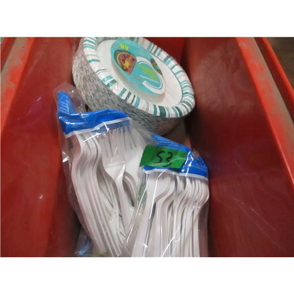 BIN C/W PAPER DINNERWARE PRODUCT, UTENSILS, ETC