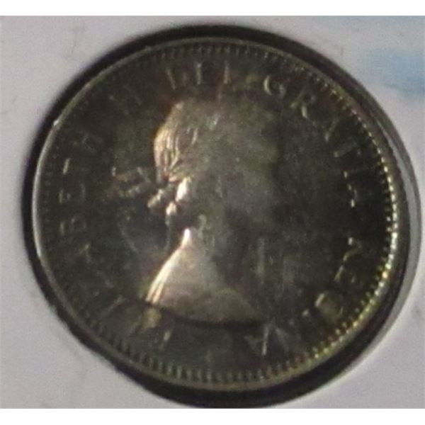 1960 TONED BU CANADA SILVER DIME