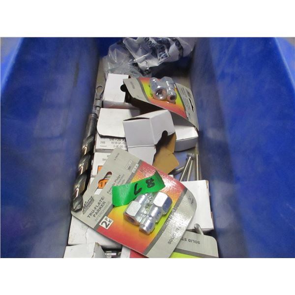 BIN C/W AIR FITTINGS, NEW HARDWARE, ETC