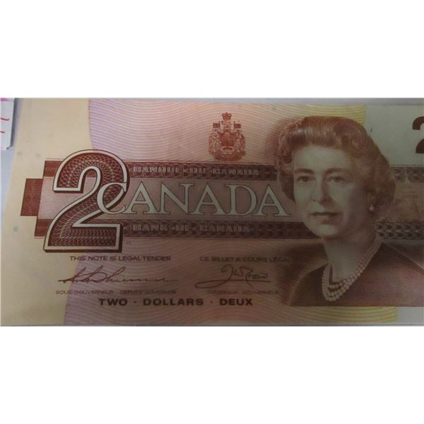 1986 CRISP UNCIRCULATED BIRD SERIES LEGAL TENDER $2 BILL