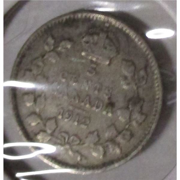 1912 CANADA KING GEORGE V SILVER FIVE CENT