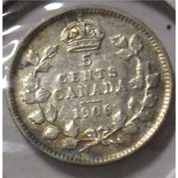 1906 CANADA KING EDWARD VII SILVER FIVE CENT