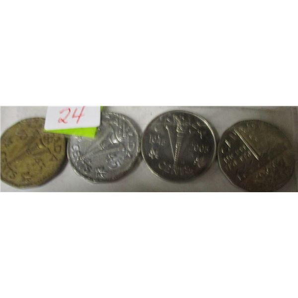 1943 - 1945 (1945 - 2005) (1951 SMOKE STACK) CANADA WARTIME NICKELS