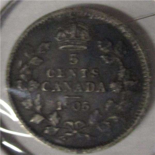 1905 CANADA KING EDWARD VII SILVER FIVE CENT