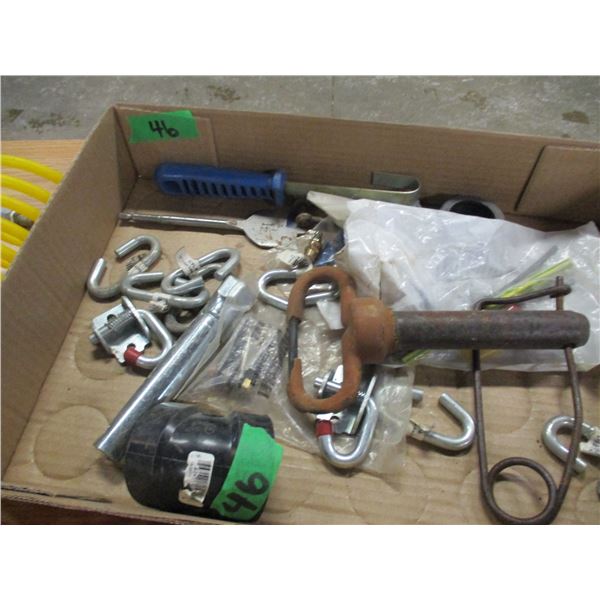 FLAT C/W AIR HOSE, HARDWARE, TOOLS, ETC
