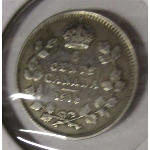 1918 CANADA KING GEORGE V SILVER FIVE CENT