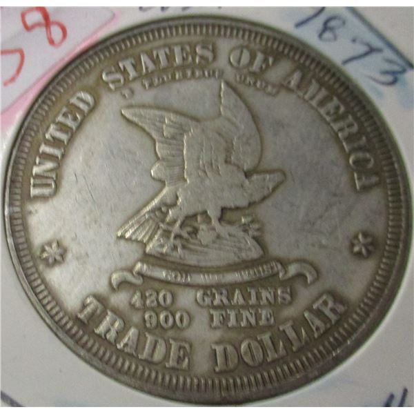 1873 USA SILVER TRADE DOLLAR