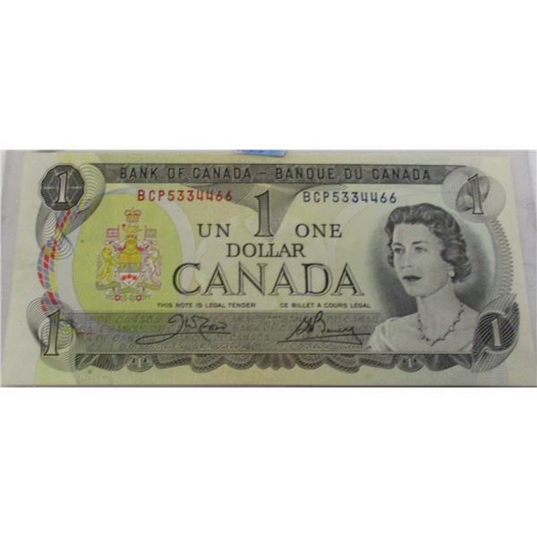 1973 CRISP UNCIRCULATED POKER HAND SERIAL NUMBER LEGAL TENDER CANADA $1 BILL
