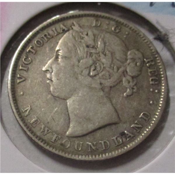 1899 NEWFOUNDLAND VICTORIAN SILVER 20 CENT COIN