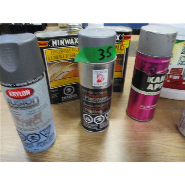 BOX C/W GREASE, OIL, CLEANING SUPPLIES, ETC
