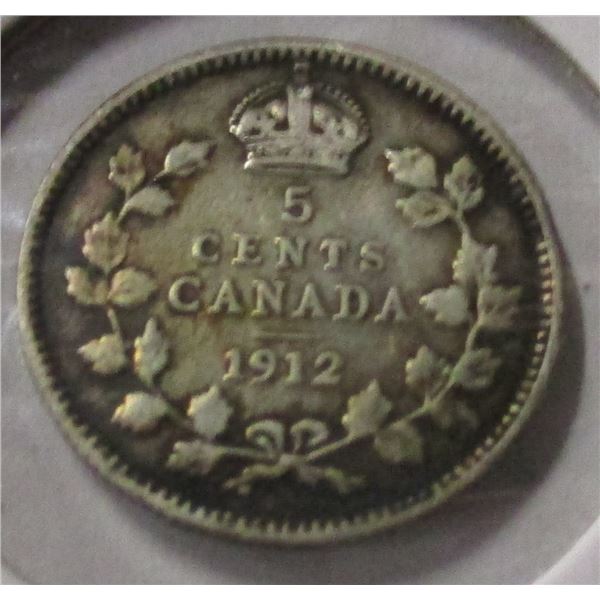 1912 VF CANADA KING GEORGE V SILVER FIVE CENT