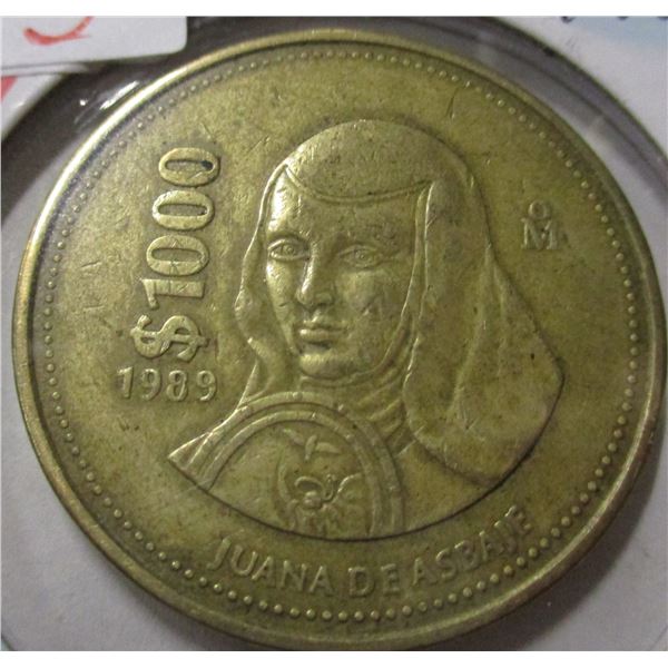 1989 MEXICO $1000 COIN